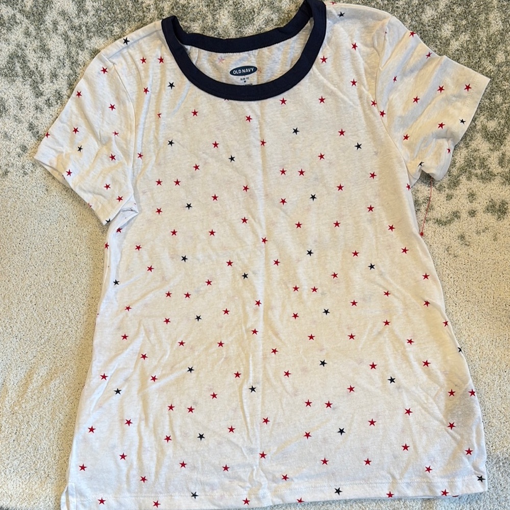 Old Navy Red, White & Blue Stars Tshirt NWT Slim Fit Size Medium